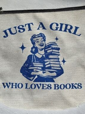 Just A Girl Who Loves Books Cosmetic Pouch - Blue Print